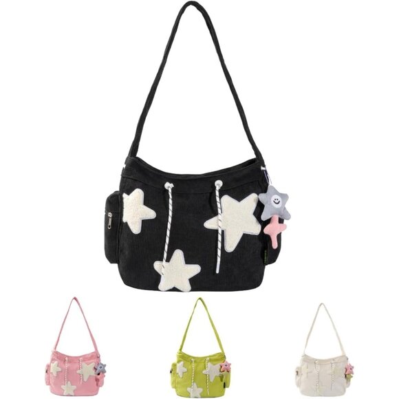 Star Tote Hobo Bag Women Aesthetic Messenger Cute Bag Handbag Large Capacity - Picture 1 of 7